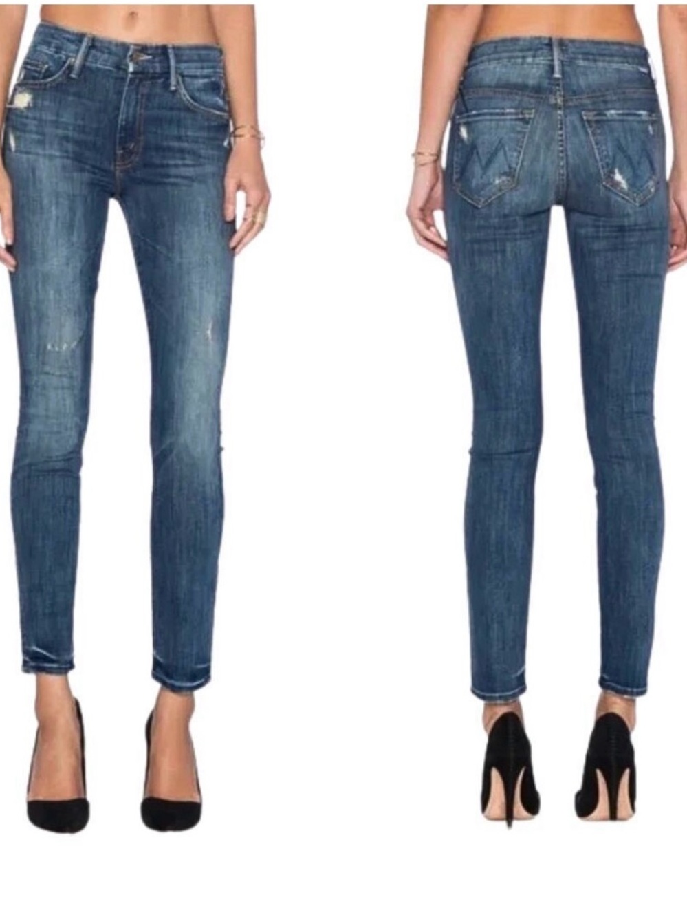 Mother Jeans Womens Size 24 Blue The Looker Distressed Rough It Up Denim Stretch